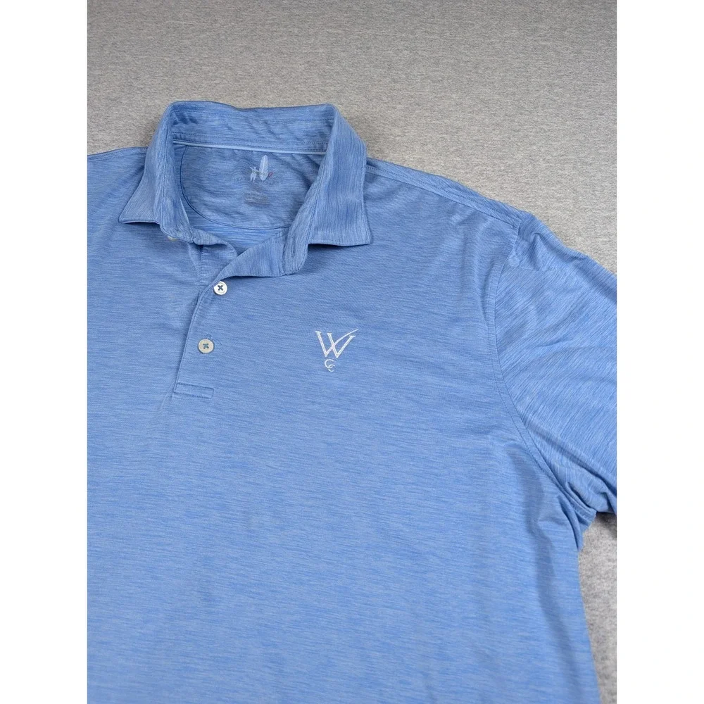 Johnnie-O Featherweight Polo Shirt Mens XL Blue Heather Golf Logo Stretch